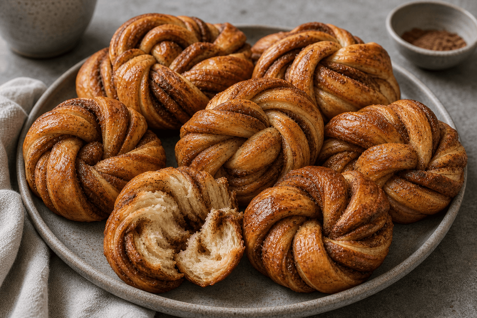 Kanelsnurrer med snøde lag, gyldne kanter og blød krumme.