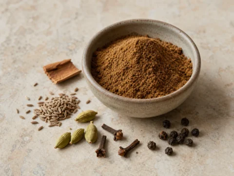 Garam masala krydderiblanding i en lille skål.
